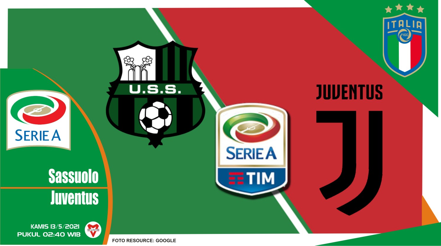 Prediksi Liga Italia: Sassuolo vs Juventus - 13 Mei 2021