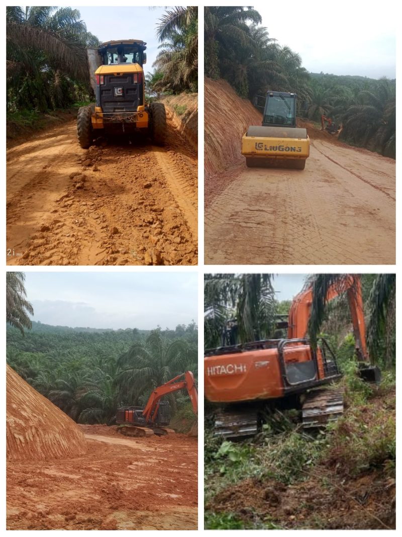 Foto Media Geser: PT Sinar Peranap Perkasa Menurunkan 3 unit alat , Excavator,Gleder dan Vibro melakukan pelebaran dan perbaikan Jalan Pematang Benteng
